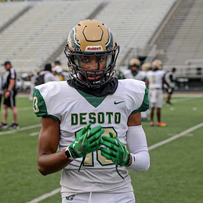Johnson at spring practice for DeSoto.